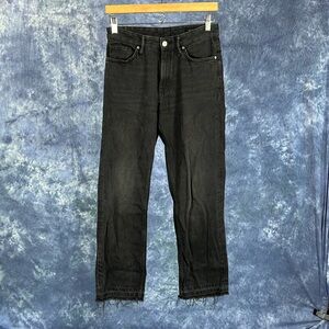 All Saints Ava Black Wash Mid-Rise Released Raw Hem Sz 28